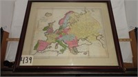 Framed Hand Colored 1859 Original Map Europe