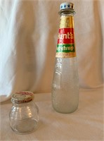 Vintage ketchup, and mustard bottles with lids