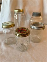 Assorted vintage canning jars