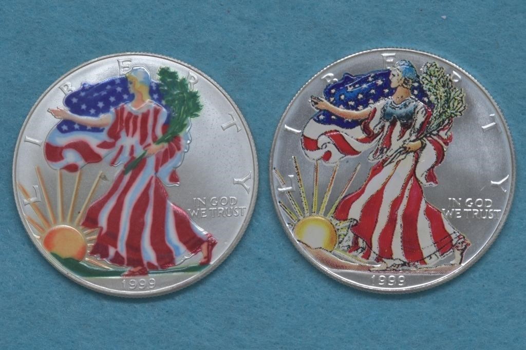 2 - ASE Silver Eagles Colorized (2ozt TW)