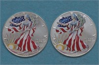 2 - ASE Silver Eagles Colorized (2ozt TW)