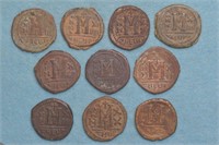 10 Byzatine Copper Coins