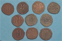 10 Byzatine Copper Coins