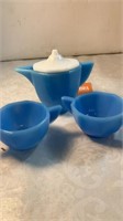 Akro Agate Childs Teapot/Creamer/Sugar