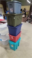 5 misc size totes with lids