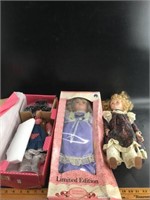 Lot with 3 Porcelain dolls ,2 with original boxes