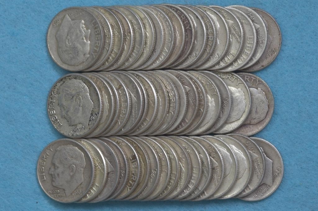 Roll of Roosevelt Silver 90% Dimes