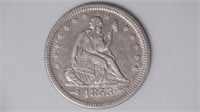 1853 Seated Liberty Quarter Arrows / Rays