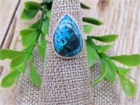 STERLING SILVER CHRYSOCOLLA RING ROCK STONE LAPIDA