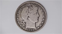1892 Liberty Head Barber Half Dollar