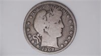 1908-S Liberty Head Barber Half Dollar