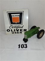 Oliver Metal Sign & Oliver Metal Tractor,
