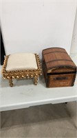 Small Trunk and Sewing Footstool