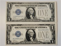 2 - $1 1928 Silver Certificates