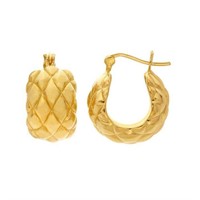 14K Yellow Gold Electroform Hoop Earrings 3g