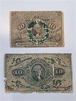2 - 10 Cent Fractional Curreny Notes