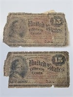 2 - 15 Cent Fractional Currency Notes Fr-1267