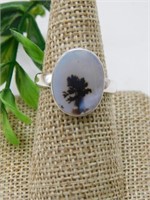STERLING SILVER DENDRITIC OPALITE RING ROCK STONE