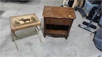 Small Wood End Table w/ Drawer & Small Metal Patio
