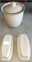 Pfaltzgraff Butter Dishes (2) and Cookie Jar