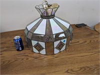 VTG Iridescent Stained Glass Hanging Lamp
