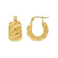 14K Yellow Gold Electroform Hoop Earrings 3.52g