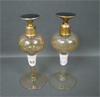 Two DeVilbiss Marigold Iridised Perfume Bottles