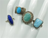 Sterling Vintage Blue Stone Rings