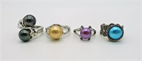 925 Colored Pearl Rings