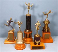 (5) 1950's Bakelite Cross Country Trophies