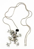 STERLING FROG NECKLACE WITH RHINESTONES