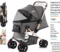Ingborsa Pet Dog Stroller for Cats and Dog