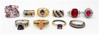 (10) STERLING SILVER & GOLD TONE RINGS