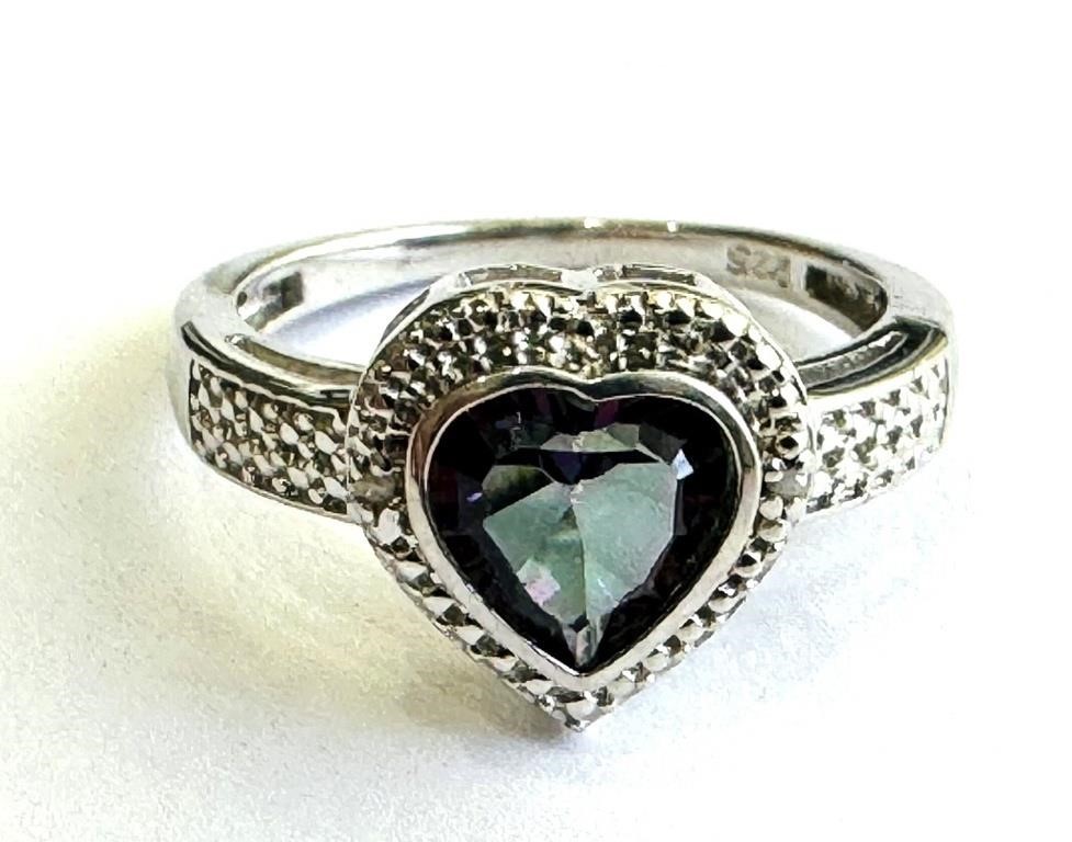 1CT BEAUTIFUL MYSTIC TOPAZ HEART STERLING RING