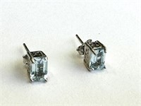 BEAUTIFUL 1CT BLUE TOPAZ SOLITAIRE EARRINGS