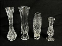 GORGEOUS LOT OF 4 CUT CRYSTAL VASES
