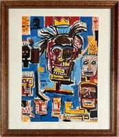 JEAN MICHEL BASQUIAT ABSTRACT OIL ON PAPER
