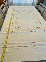80 inch embroidered vintage tablecloth