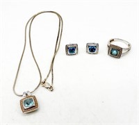925 Blue Topaz Jewelry Set