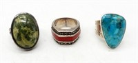 Three Vintage Sterling Rings