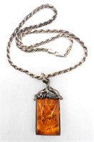 BALTIC AMBER STERLING NECKLACE