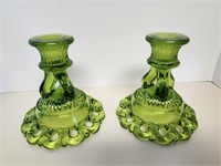 Westmoreland Green Doric Open Lace Candle Holders