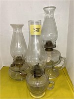 3 Glass Oil Lamps,