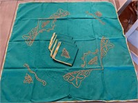 33 inch embroidered table covering and napkins
