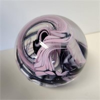 Paperweight, purple / pink swirl, WV mark