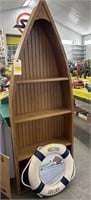 4 Tier Wood Boat Shelf, Welcome Life Preserver,