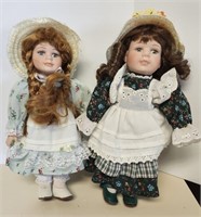 Porcelain Modern Dolls, 10" tall, (2)