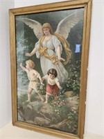 Guardian Angel & Children Print, framed