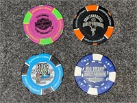 (4) Harley Davidson Poker Chips