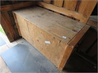 22"X50" WOOD BOX ON WHEELS WITH CONTENTS